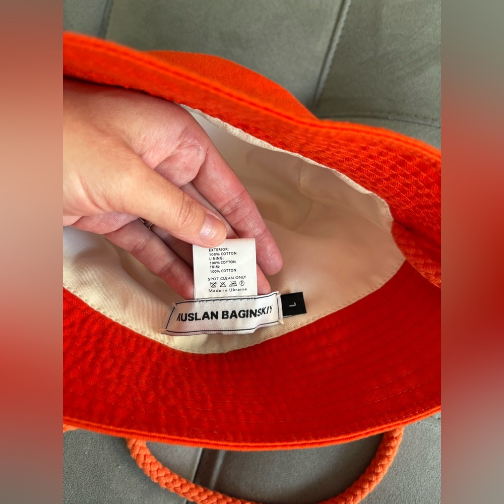 RUSLAN BAGINSKIY Embroidered Orange Cotton Bucket Hat Size Large New without tag - Picture 7 of 14
